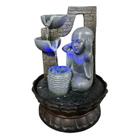 Fonte de Água Decorativa com Bola de LED Giratória e Estátua de Monge - Tranquilidade e Elegância