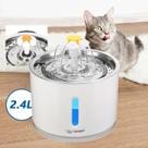 Fonte de Agua P/ Gatos Bebedouro Com Filtro LED 2.4L Aço Inoxidável Gatos Cães Animais de Estimação
