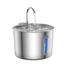 Fonte De Água Para Gatos E Cães Ultra Silenciosa De Aço Inoxidável 2.2L Alimentada Por USB Durável
