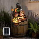 Fonte de água Pivotify 74 cm movida a energia solar, rústica, 4 níveis