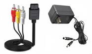 Fonte de alimentação AC e adaptador de cabo AV de áudio e vídeo RCA para console de jogos Super Nintendo SNES Nes Genesis 1 Systems