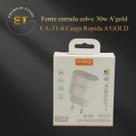 Fonte entrada usbc 30w AGold CA314 Carga Rapida AGOLD