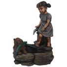 Fonte Menina Brincando com Cachorro em Poliresina 60cm Fonte Menina Brincando com Cachorro em Poliresina 60cm