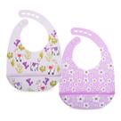 Food Bibs Nuby, pacote com 2 unidades, silicone macio ajustável com colher