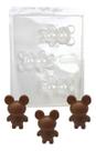 Forma 3 Partes Com Silicone P/molde Chocolate Ursinho Fofo