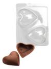 Forma 3 Partes Silicone Coração Liso P/chocolate Confeitaria