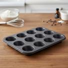 Forma Assadeira Cupcake Pão de Queijo Muffin Empada Bolinhos Mini Tortas Quiche 12 Cavidades Antiaderente Utensílio Confeitaria Profissional