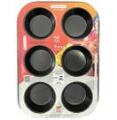 Forma Assadeira de Aço Carbono Antiaderente para Cupcakes com 6 Cavidades 26x18x3cm