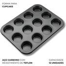 Forma Assadeira para Cupcakes Pão de Queijo Antiaderente 12 Cavidades Grafite Aço Carbono Forma Assadeira para Cupcakes Pão de Queijo Antiaderente 12 Cavidades Grafite Aço Carbono
