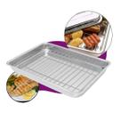 Forma Assadeira Retangular de Alumínio 29x46cm Polida Alta com Grelha para Frango, Bolo, Torta, Pão, Carne Padaria Cozinha Forno Elétrico e Fogão