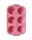 Forma Cupcake Em Silicone 6 Cavidades Petit Gateau Empada Rosa