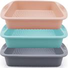Forma de bolo Baocuan Silicone Square de 8,5 polegadas, pacote com 3 unidades, antiaderente