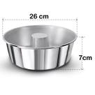 Forma de Bolo e Pudim - Assadeira Redonda com Furo - 26cm - Aluminio Polido - Tubo Forte Extra - PANAMI