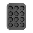 Forma de cupcake baker's secret 40cm com 12 cavidades antiaderente em aço carbono preto bs10437