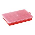 Forma De Gelo Com Tampa Para 24 Cubos Em Silicone Vermelho Para Geladeira Freezer