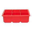 Forma De Gelo Grande Cubo Quadrado Silicone Vermelho