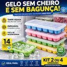 Forma de Gelo Silicone com Tampa Kit com 28 Cavidades Desenforma Fácil Econômico para Bebidas e Cozinha