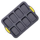 Forma de muffin de silicone de 8 cavidades com alças amarelas