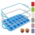 Forma de muffin de silicone Socisen 24 xícaras com estrutura e alças de metal
