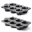 Forma de muffin HONGBAKE, antiaderente Jumbo, 6 xícaras e 3,5 cm de diâmetro, pacote com 2