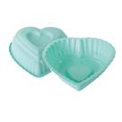 Forma de silicone 25x23,5cm para bolos tortas e pudins formato Coração 1375ml Verde
