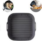 Forma de Silicone para Fritadeira Air Fryer Quadrada Multiuso Cesto Limpeza Panela 19cm