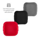 Forma de Silicone Quadrada Com Alça Para Air Fryer 16cm Reutilizável 3 Uni