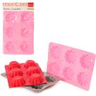 Forma de silicone retangular flor para cupcake com 6 cavidades colors