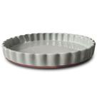 Forma de Torta de Cerâmica MORA, Assadeira Grande de Porcelana 24 cm para Tortas, Quiches, Pies, Flan etc. Borda Ondulada, Segura para Forno, Micro-ondas, Freezer e Lava-louças - Ótima Presente para Padeiros - Earl Grey