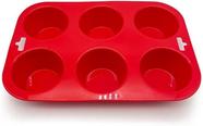 Forma em silicone para 6 bolinhos vermelha - mozcada