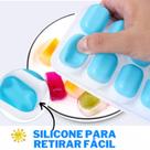 Forma Gelo Ice Papinha Flexivel Multiuso Lavável Fundo Silicone 21 Cubos Retangular