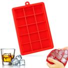 Forma Gelo Silicone 15 Cubos Vermelha Yab Bandeja Flexível Cubo Grande Para Drinks Bebidas Geladas