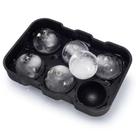 Forma Gelo Silicone 6 Esferas Bola com Funil Bar Whisky Bebida Preta