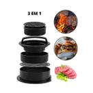 Forma Modelador de Hamburguer Profissional Artesanal 3 em 1 Forma Prensadora de Plástico 12cm Lanches Artesanais