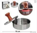 Forma modeladora de inox para hamburguer cabo madeira 10cm