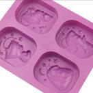 Forma Molde de Silicone 4 Cav Menino Mini Campones para Sabão Biscuit Resina