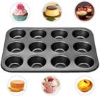 Forma para 12 Cupcakes Em Aço Carbono com antiaderente 35 x 26 x 3 Cm