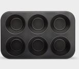 Forma Para 6 Cupcake e Muffins Antiaderente 27cm - 75 ml em Aço Carbono