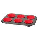 Forma para 6 Cupcakes em Aço Antiaderente com Silicone