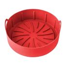Forma Para Air Fryer Resistente em Silicone Redonda Vermelha Com Alças -