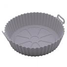 Forma Redonda De Silicone Para Air Fryer Cinza 23cm Lyor Assadeira Cozinha Bolos Antiaderente Reutilizável Forno