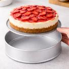Forma Redonda Fundo Removível 25cm Alumínio Profissional Assadeira Bolo Torta Cheesecake Fundo Falso Desmontável Forno Air Fryer