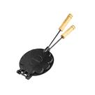 Forma Waffle Ferro Fundido Cabo Madeira Fogão A Lenha 18cm