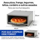 Forno Multo Uso para Churrasqueira com Grelha e Assadeira Forno Pizza Frango e Assados em Geral Medida 45x45