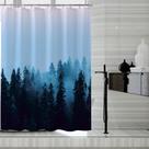 Forro de cortina de chuveiro LLSCL Blue Forest Waterproof 180x180cm