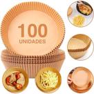 Forro Forma de Papel Airfryer Antiaderente Kit 100 Unidades Descartáveis Redonda 3 Camadas Adaptável Air Fryer 3L até 5L Cozimento Fácil Sem Óleo Forro Forma de Papel Airfryer Antiaderente Kit 100 Unidades Descartáveis Redonda 3 Camadas Adaptável Air Fryer 3L até 5L Cozimento Fácil Sem Óleo