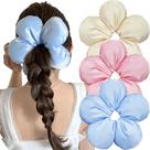 FQYN Conjunto com 3 Maxi Scrunchies de Cetim com Flor