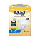 Fralda Adulto / Geriátrica - Bigfral Derma Plus - Tamanho M Pacote c/8un