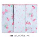 Fralda bublim rosa com borboletas - 3 unidades