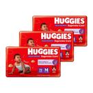 Fralda Descartável Huggies Hiper Roupinha Proteção Acolchoada Tamanho M - 3 Pacotes com 72 Fraldas - Total 216